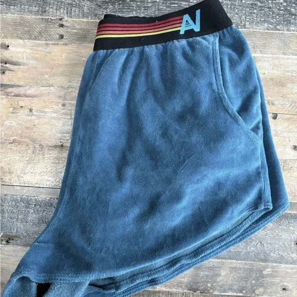 Aviator Nation Blue Athletic Shorts with Striped Waistband - Picture 4 of 4